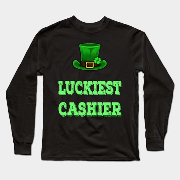 St Patrick's Day St. Paddys Day St Pattys Day Luckiest Shamrock Cashier Long Sleeve T-Shirt by familycuteycom